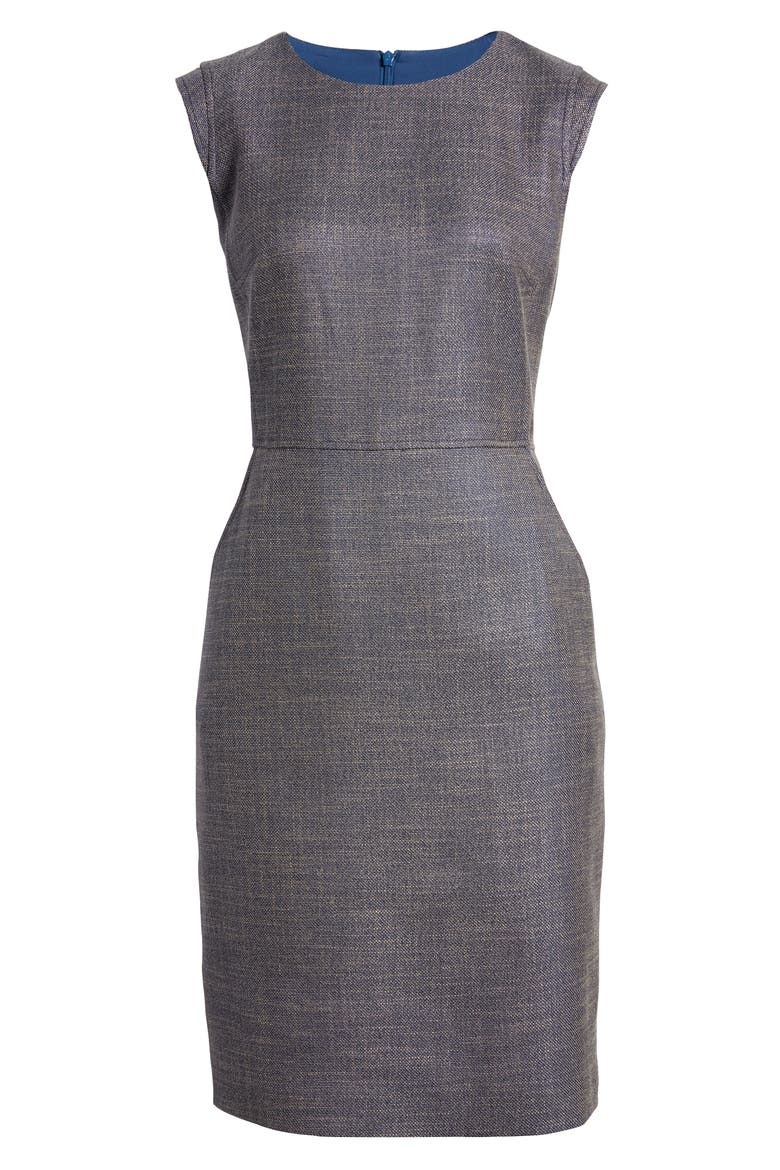 Tweed Sheath Dress, Alternate, color, SPRUCE/ FAWN