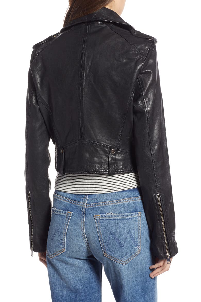 Crop Biker Jacket, Alternate, color, BLACK