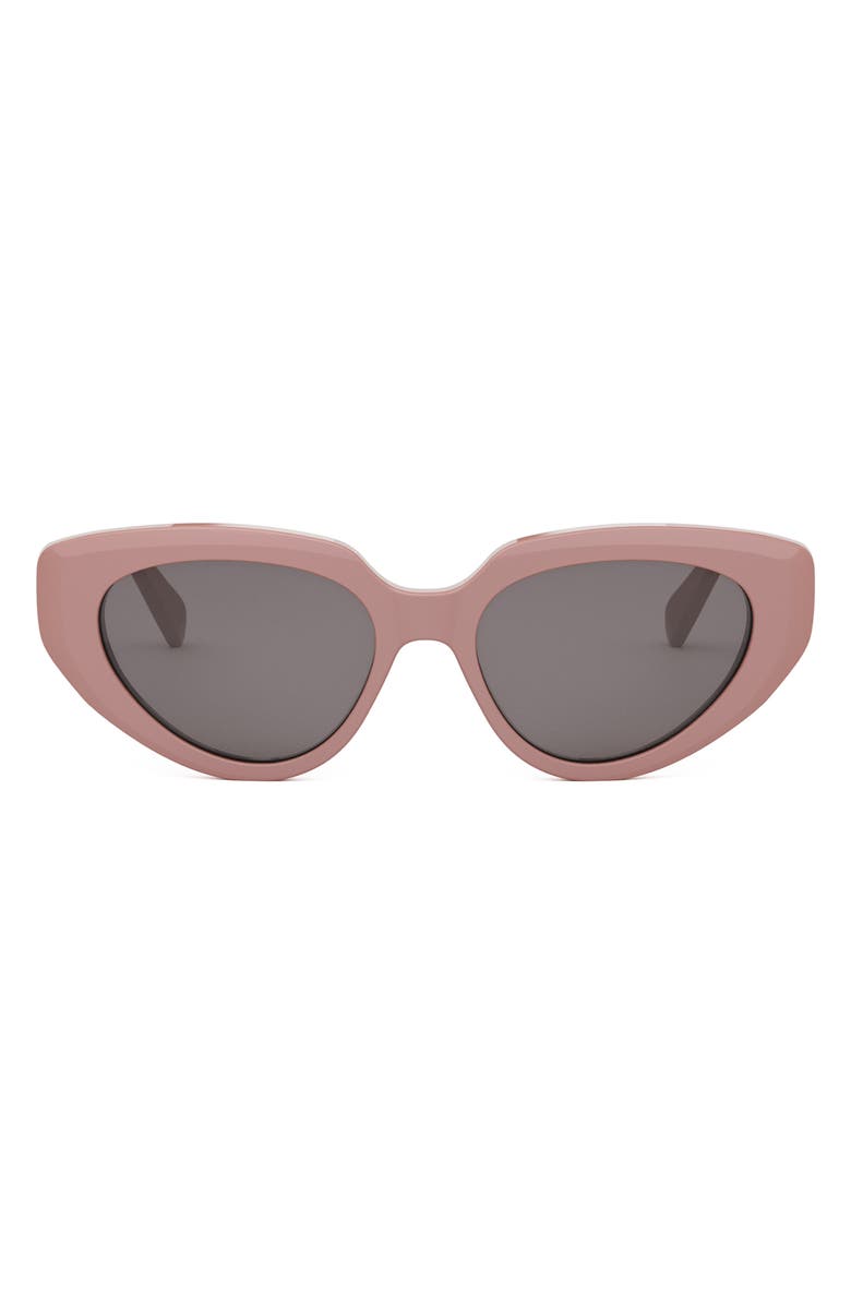 CELINE Bold 3 Dots 53mm Cat Eye Sunglasses, Main, color, Shiny Pink / Smoke