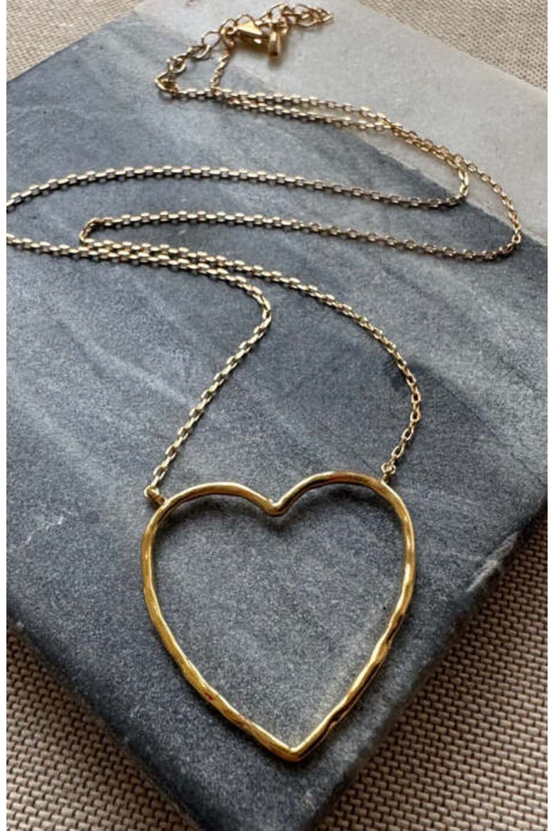 Open Heart Gold Necklace, Alternate, color, Gold