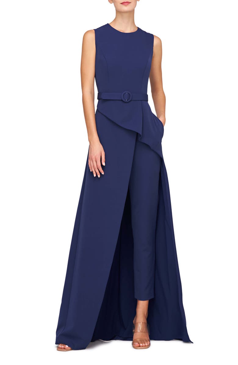 Kay Unger Owen Belted Maxi Jumpsuit, Main, color, 