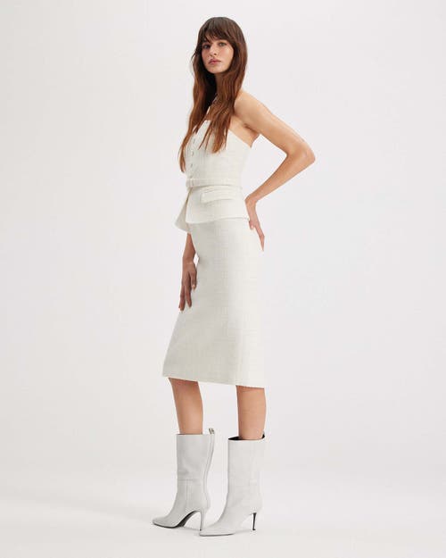 Theo The Label Melia Tweed Bustier Strapless Dress In White