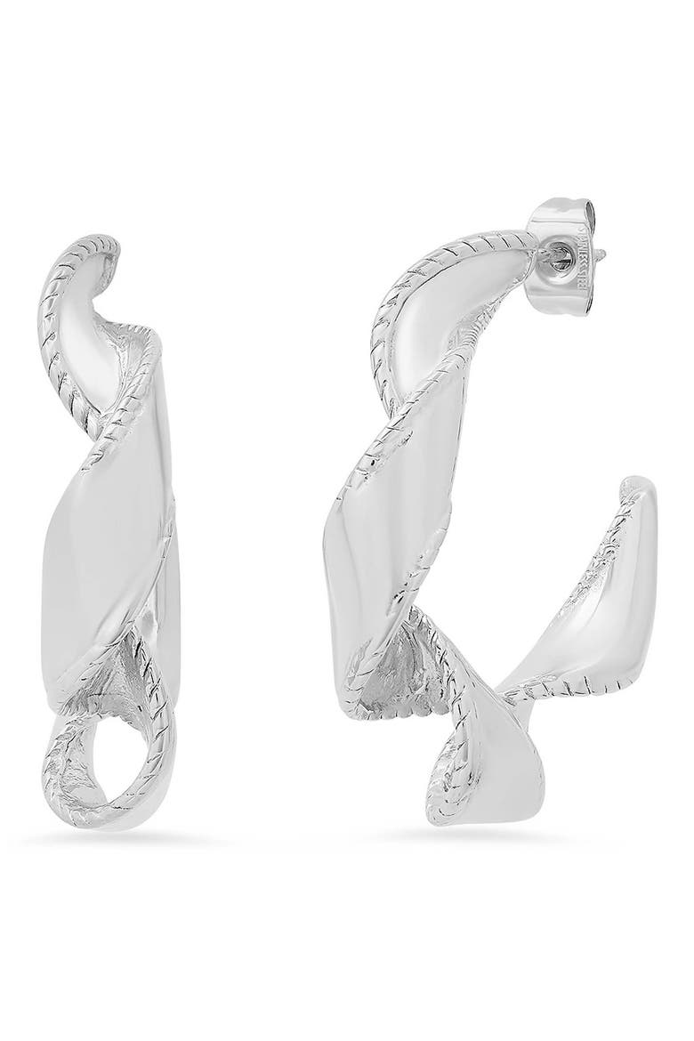 Twisted Ribbon Hoop Earrings, Main, color, SILVER