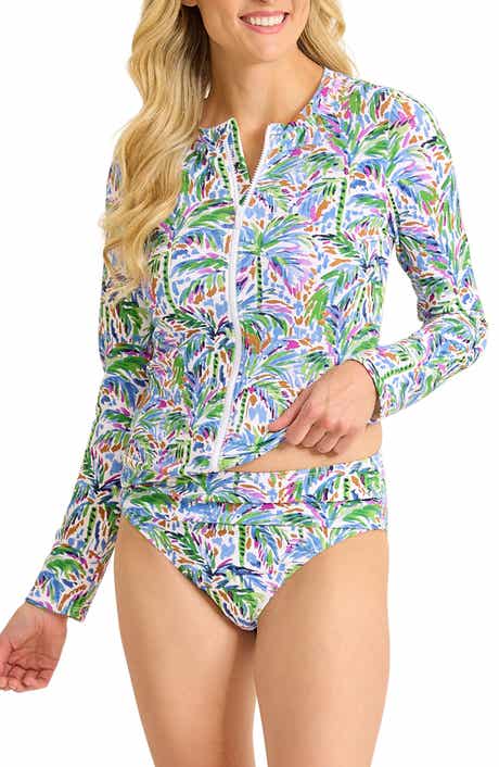 Poolside Palms Zip Long Sleeve Rashguard