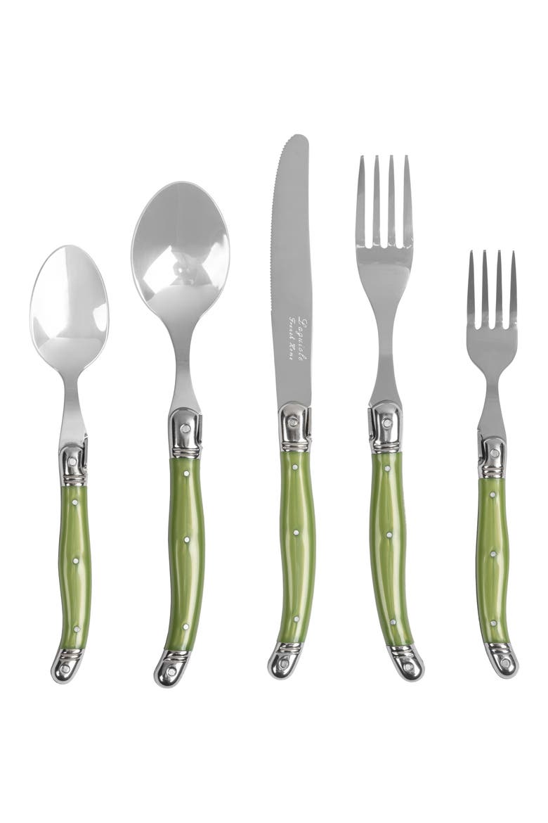 Laguiole 20-Piece Flatware Set, Main, color, SPRING GREEN
