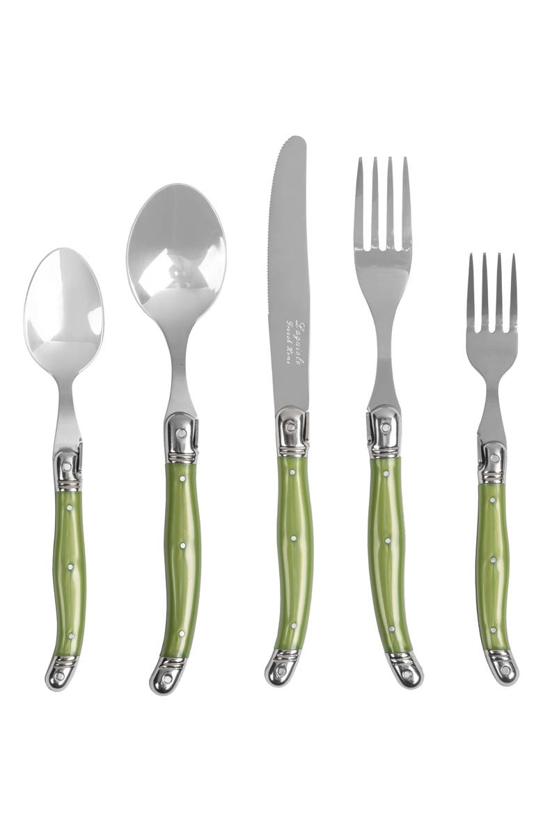 FRENCH HOME Laguiole 20-Piece Flatware Set, Main, color, Spring Green