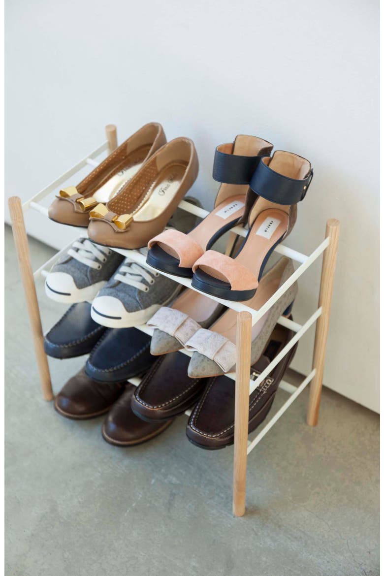 Expandable 3-Tier Shoe Rack, Alternate, color, WHITE