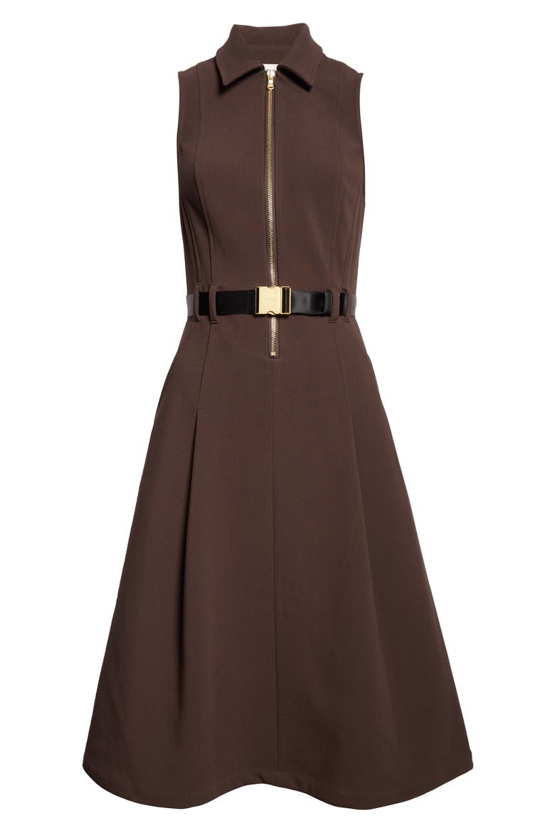Kylo Belted Sleeveless Shirtdress, Alternate, color, DARK BROWN