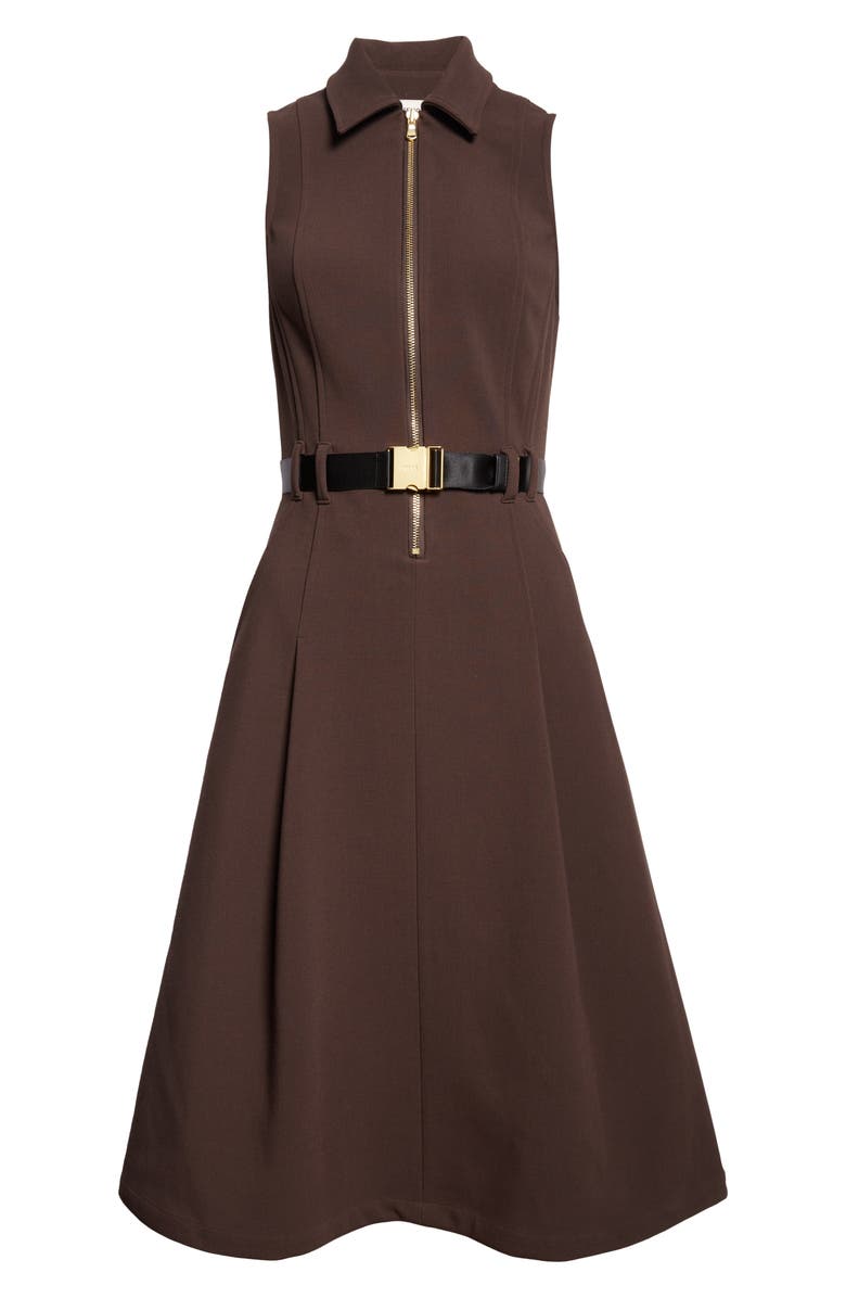 L'AGENCE Kylo Belted Sleeveless Shirtdress, Alternate, color, Dark Brown