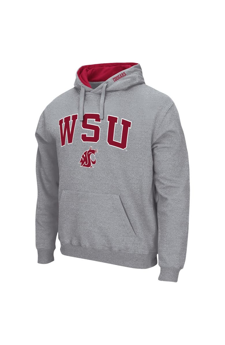 COLOSSEUM Men's Colosseum Heather Gray Washington State Cougars Arch & Logo 3.0 Pullover Hoodie, Alternate, color, Heather Gray