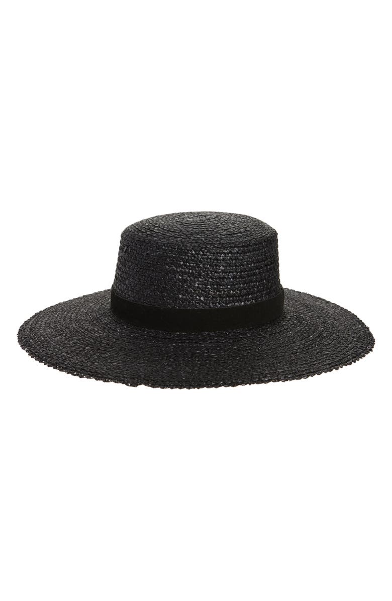 Lack of Color Mira Straw Boater, Main, color, Black