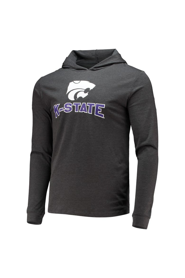 Men's Concepts Sport Purple/Heather Charcoal Kansas State Wildcats Meter Long Sleeve Hoodie T-Shirt & Jogger Pajama Set, Alternate, color, Purple
