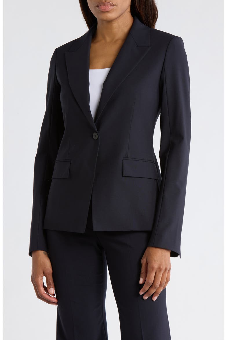 Angled Stretch Wool Blazer, Main, color, DEEP NAVY