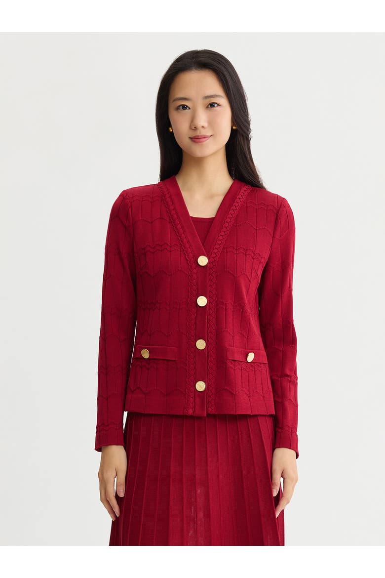 Heritage Braided Trim Knit Cardigan, Main, color, Scarlet Red