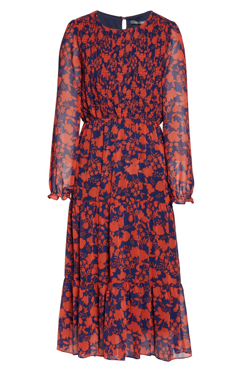 Julia Jordan Floral Long Sleeve Chiffon Midi Dress, Alternate, color,