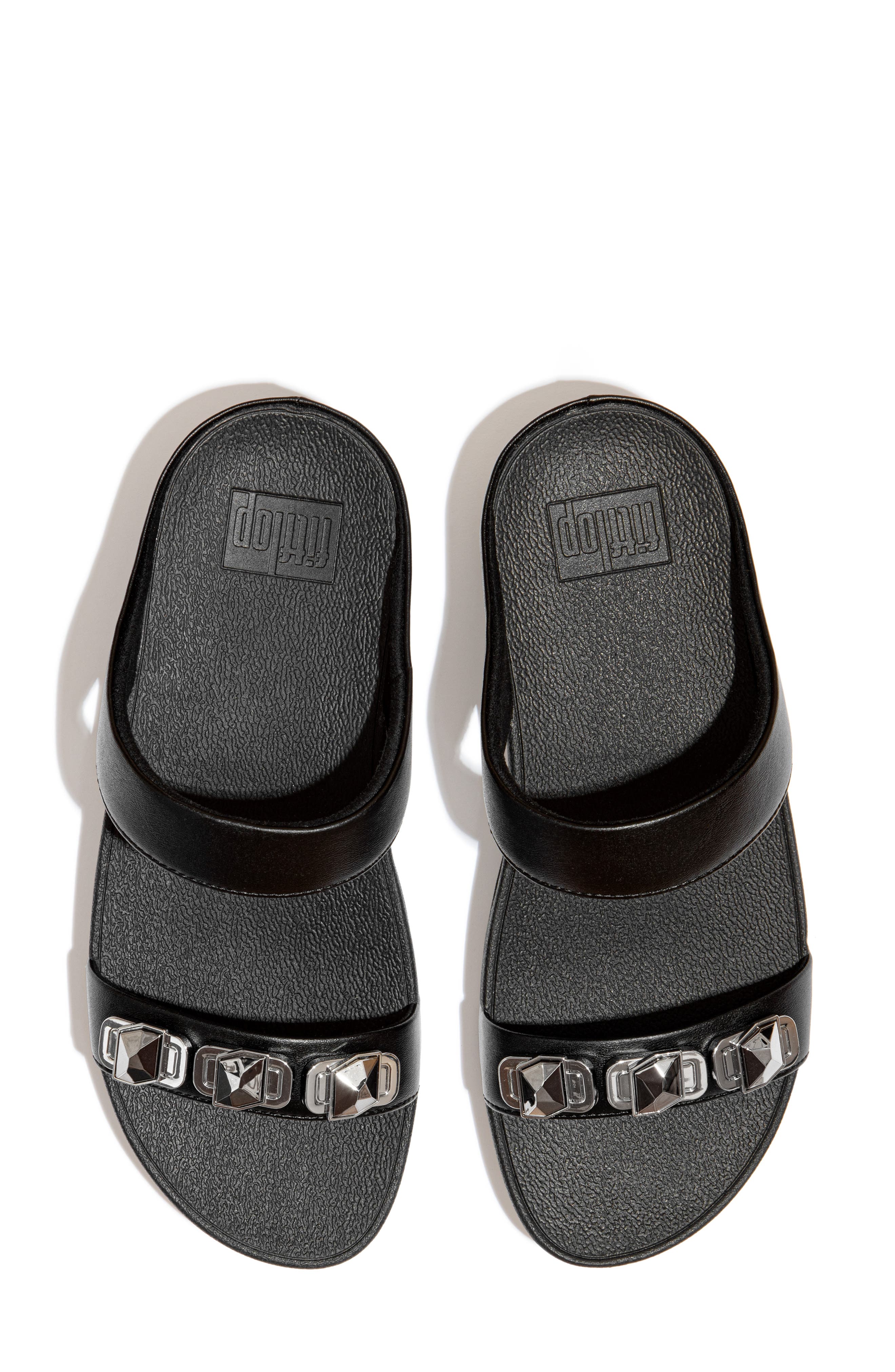 FitFlop Fino Crystal Wedge Slide Sandal, Alternate, color, All Black