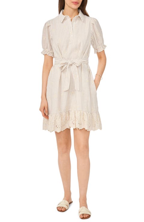 Balloon Sleeve Belted Shirtdress