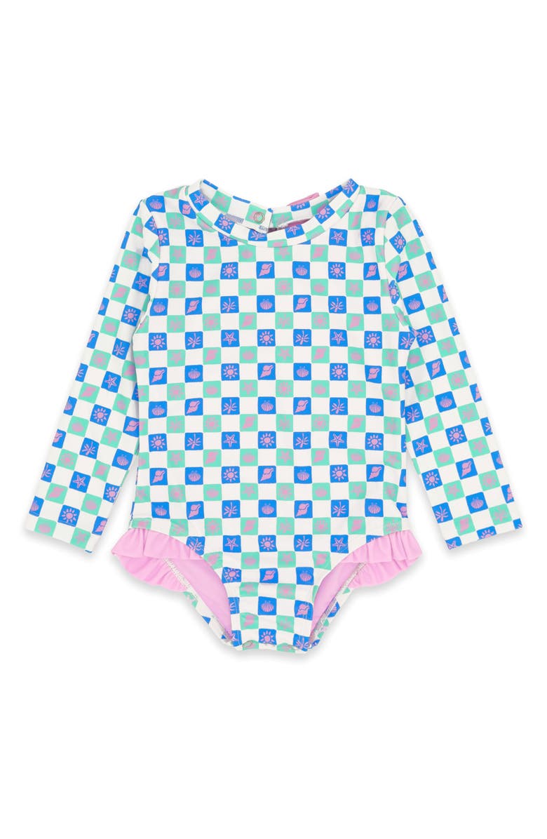 Feather 4 Arrow Kids' Coastal Cutie Long Sleeve UPF 50+ One-Piece Rashguard Swimsuit, Main, color,