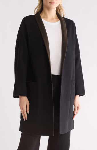 Vince Reversible Collarless Wool Blend Coat