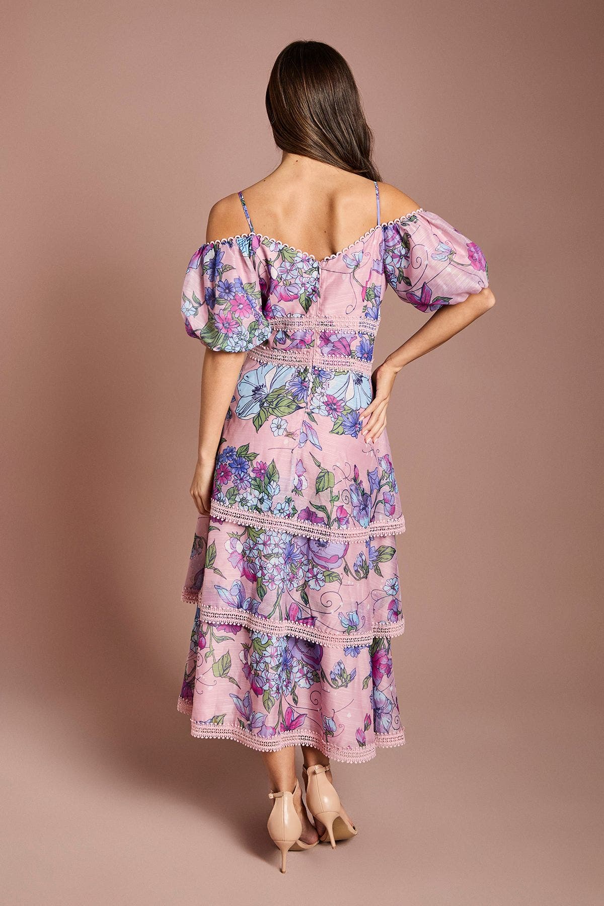 Printed Organza Lace Midi Dress (Women) | Nordstrom