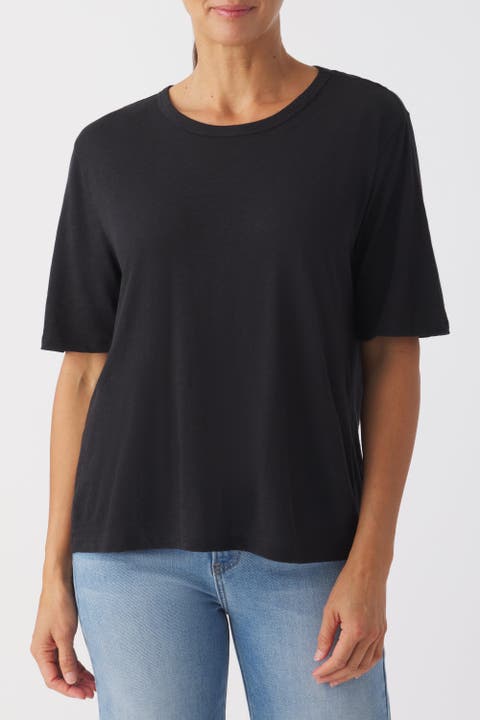 Slub Jersey Elbow Sleeve Crew Tee