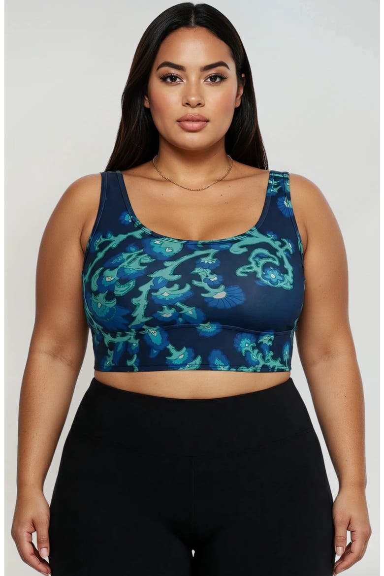 Plus Size Longline Swim Bra, Main, color, Barbados Blue