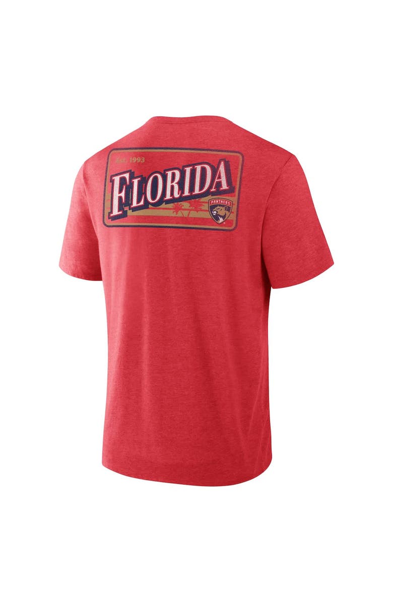 FANATICS Men's Fanatics Heather Red Florida Panthers Fan Lanes Tri-Blend T-Shirt, Alternate, color, Heather Red
