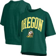 PRESSBOX Women's Pressbox Green Oregon Ducks Nelson Arch Over Logo Waist Length Oversized Slub T-Shirt