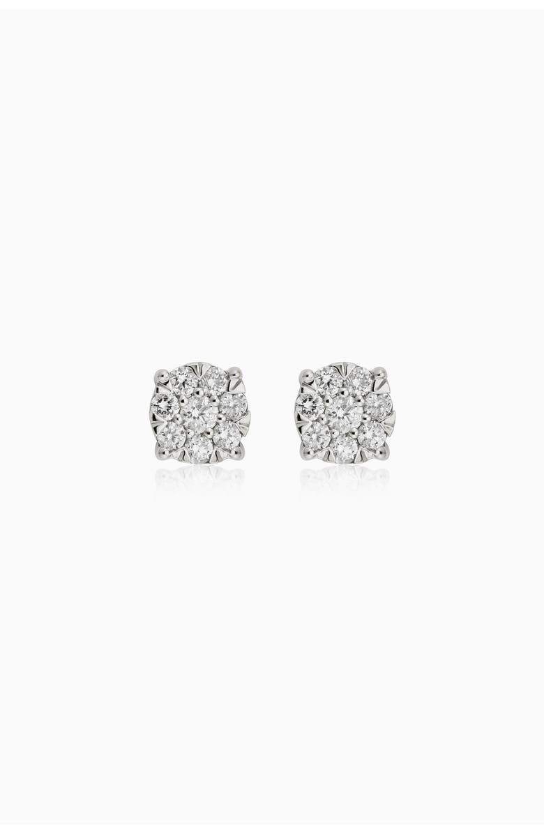 Oradina 14K Gold Blossom Diamond Studs, Alternate, color, White Gold - Diamonds
