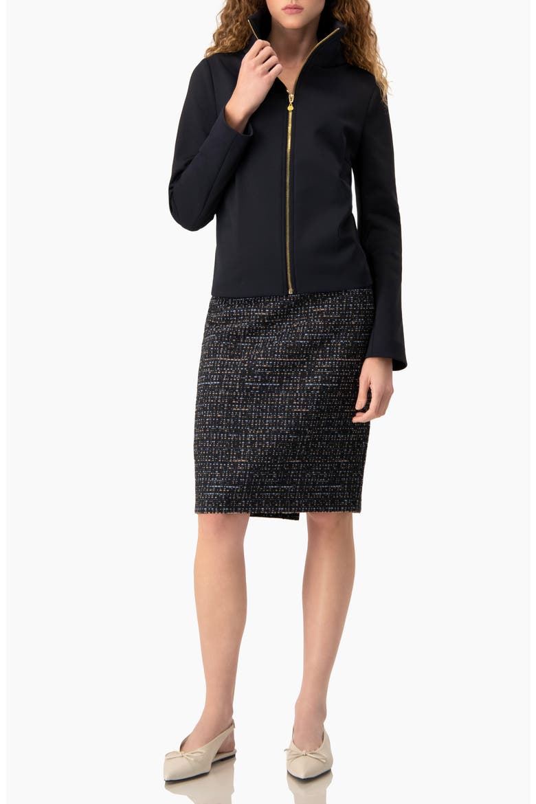 Tweed Pencil Skirt with Back Slit, Alternate, color, Navy Blue