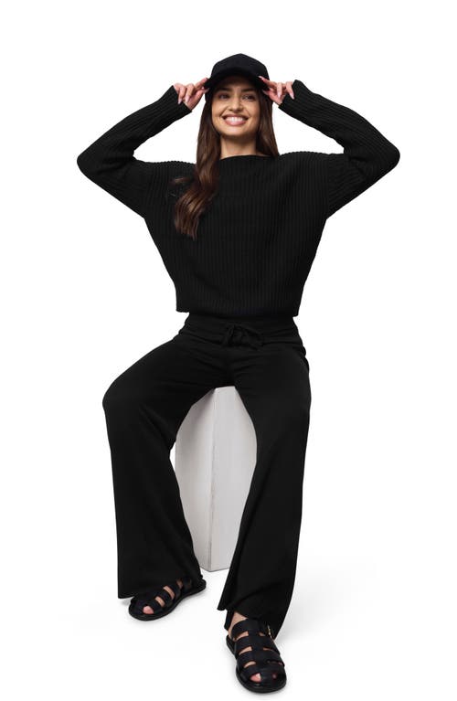 Splendid Olivia Cotton Crop Sweater In Black