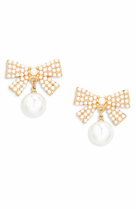 Tasha Faux Pearl Bow Stud Earrings