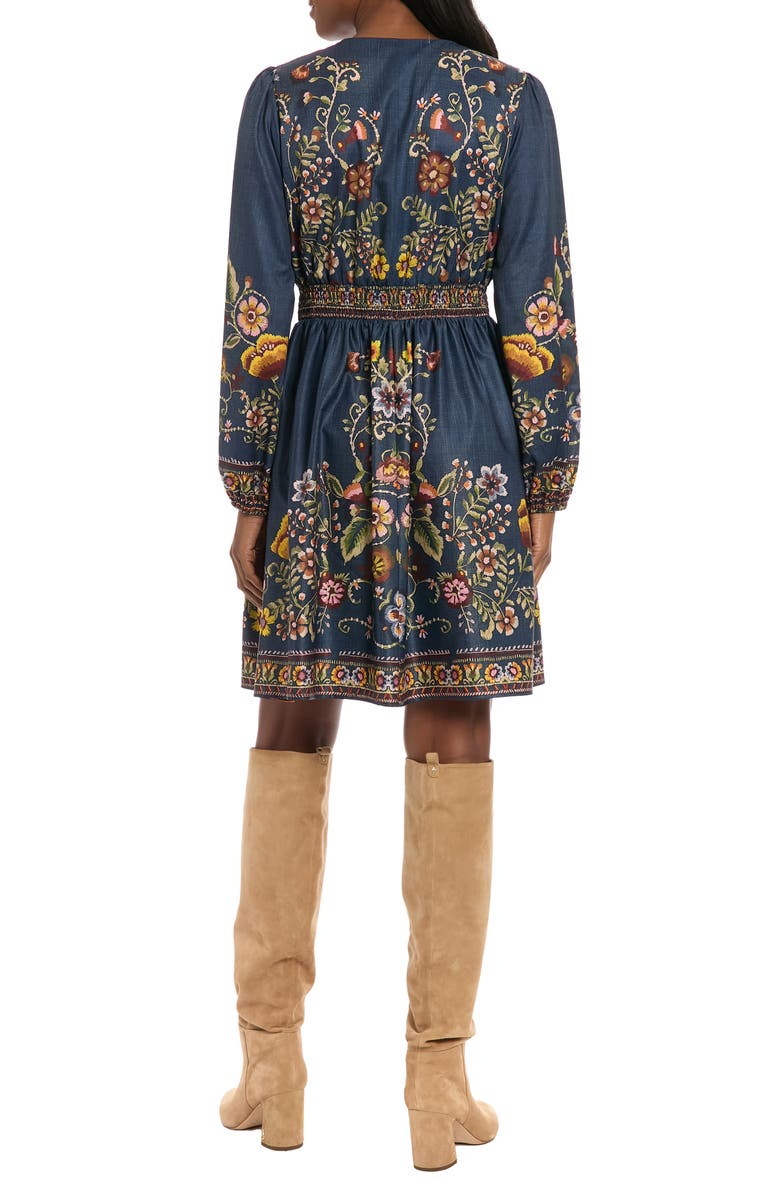 London Times Printed Long Sleeve Fit & Flare Dress, Alternate, color, 