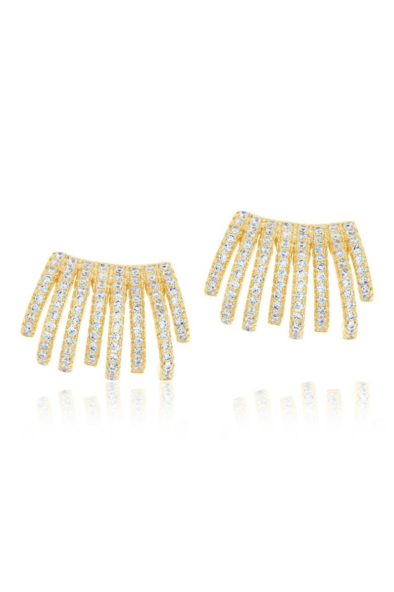 Cubic Zirconia Huggies, Alternate, color, GOLD