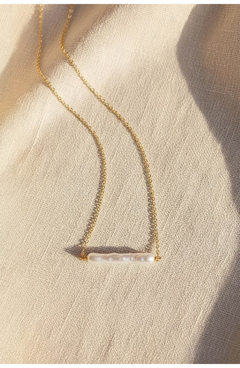 Astor & Orion Maris Pearl Bar Necklace, Alternate, color, Gold