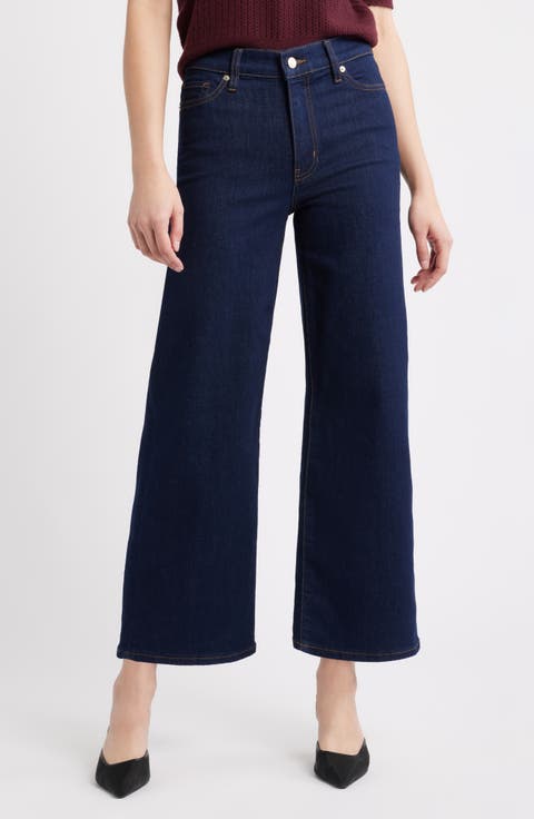 Le Slim Palazzo High Waist Crop Wide Leg Jeans (Rinse)