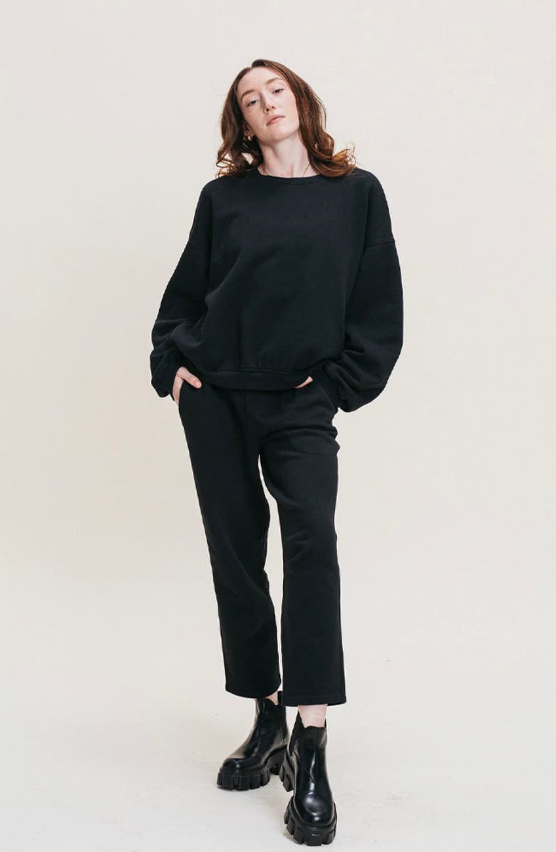 Ocio Organic Cotton Teddy Cropped Pant, Main, color, Black