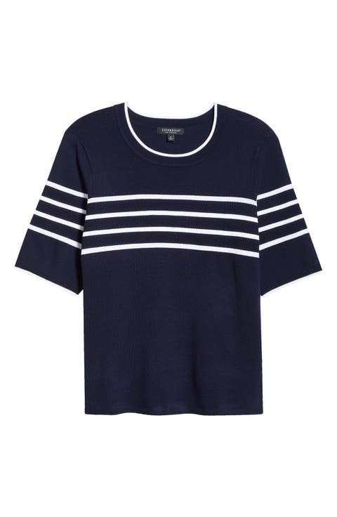 Short Sleeve Crewneck Sweater (Plus)