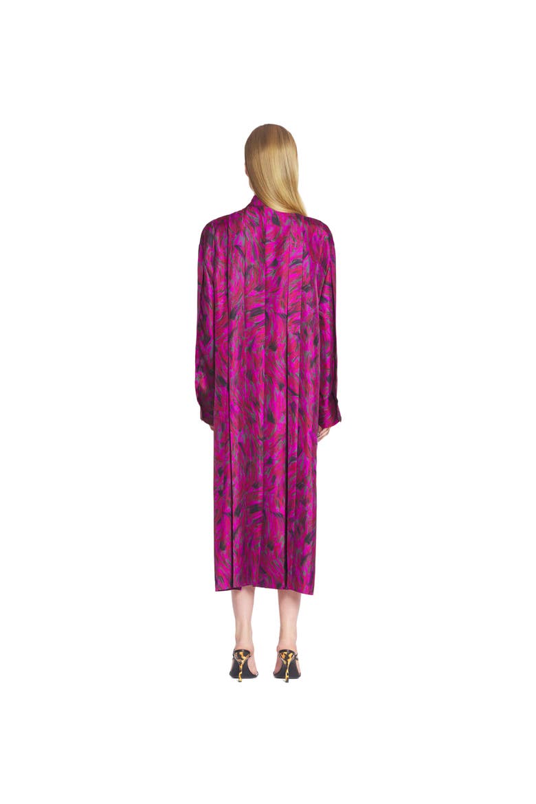 PRINTED SHIRT DRESS WITH PLEATS, Alternate, color, FUCHSIA