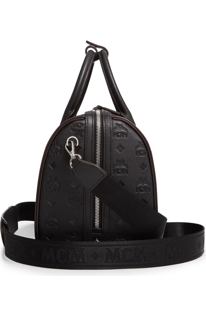 MCM Essential Boston Monogram Leather Satchel, Alternate, color,