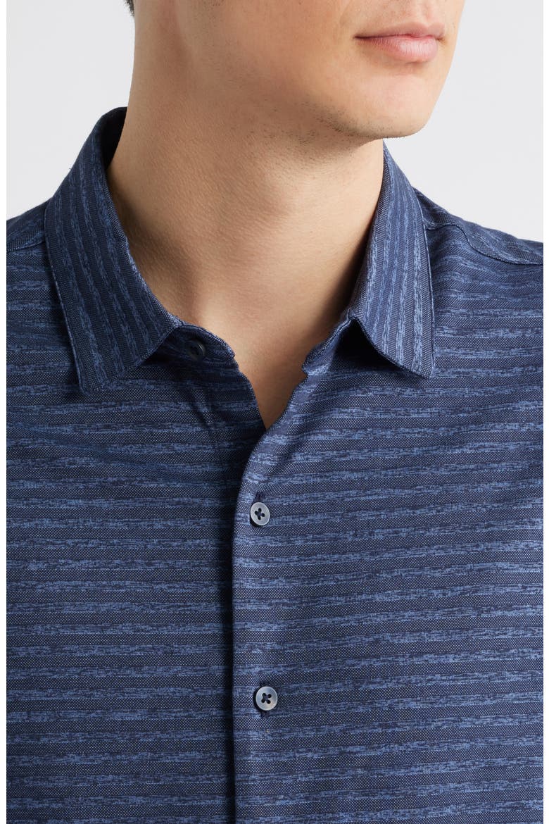 Ranger Short Sleeve Knit Button-Up Shirt, Alternate, color, NAVY