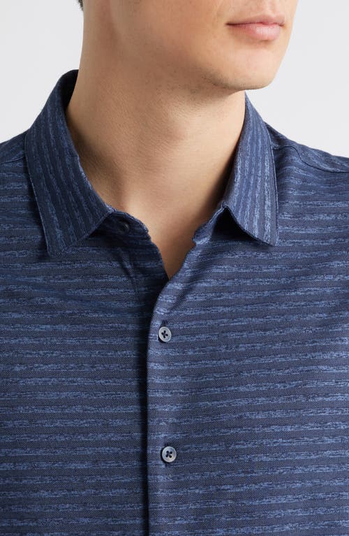 Robert Barakett Ranger Short Sleeve Knit Button-up Shirt In Blue