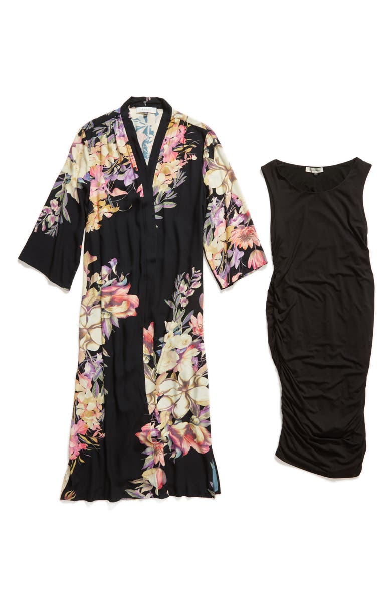 Angel Maternity Print Maternity Tank Dress & Duster Cardigan, Alternate, color,