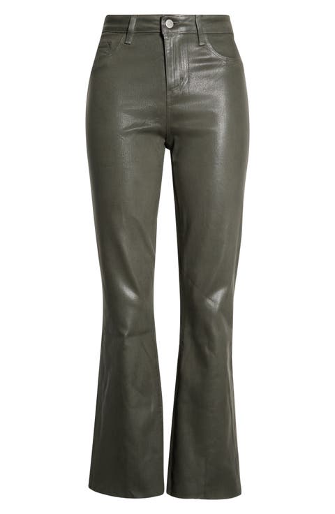 Kendra Coated High Waist Crop Flare Jeans