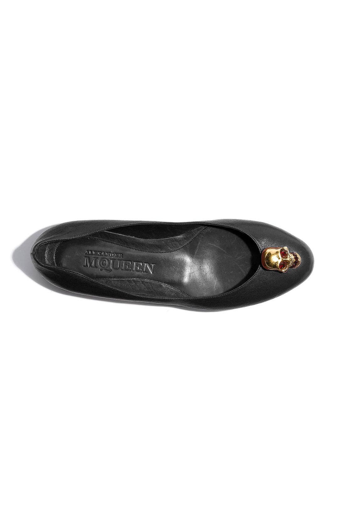 Alexander McQueen Skull Ballet Flat, Alternate, color, BLACK