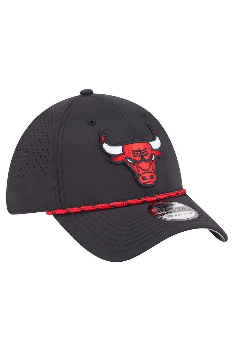 Men's New Era Black Chicago Bulls Featherweight Poly Rope Flex 39Thirty Hat, Alternate, color, Black