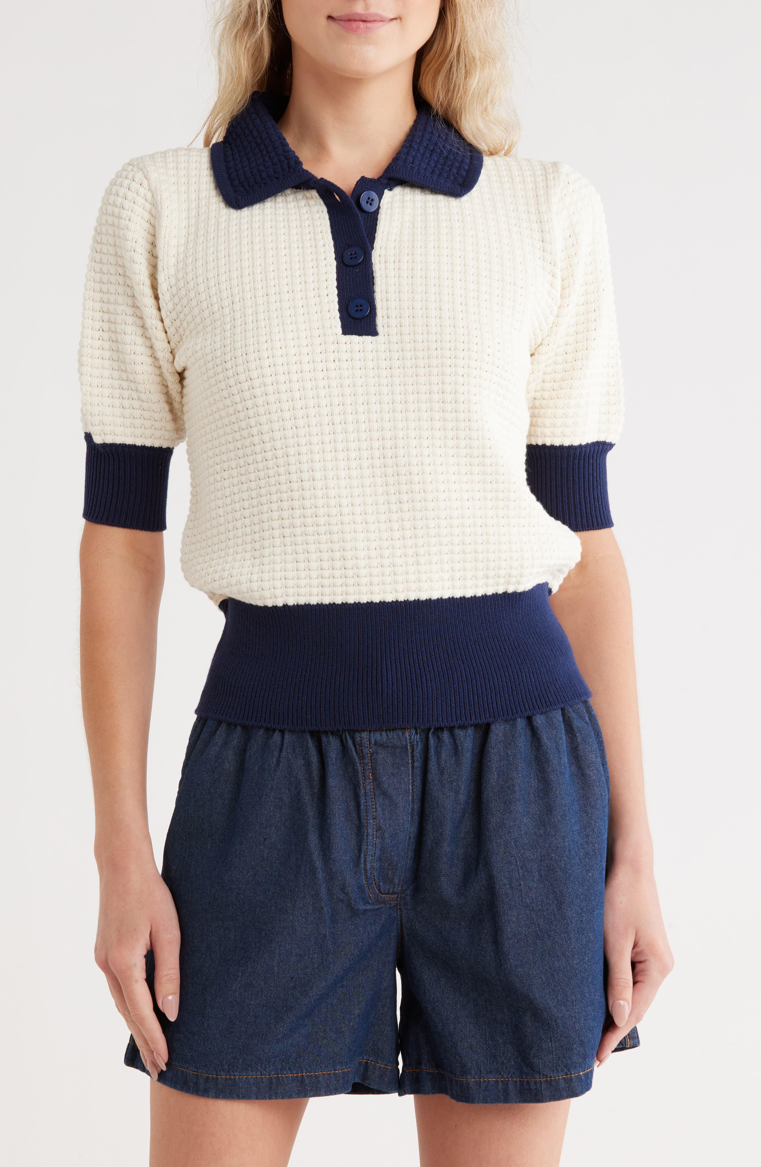 JASON WU Short Sleeve Polo Sweater
