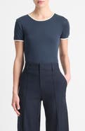 Vince Tipped Pima Cotton Crewneck T-Shirt