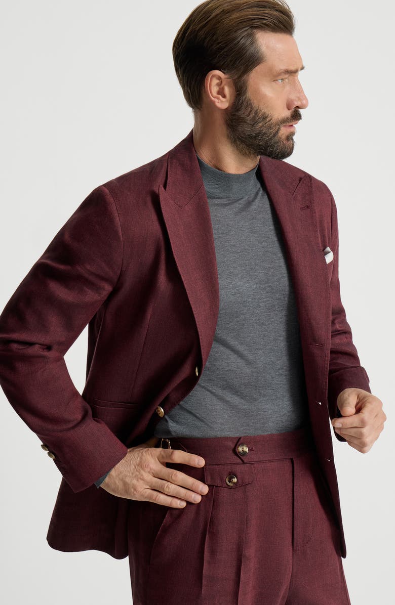 Brunello Cucinelli Blazer with metal buttons, Alternate, color, Cherry