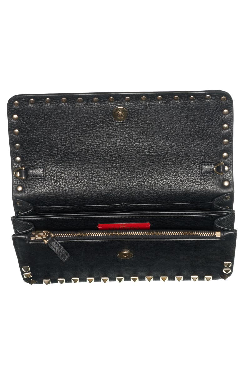 Valentino Garavani Rockstud Leather Wallet on a Chain, Alternate, color, 